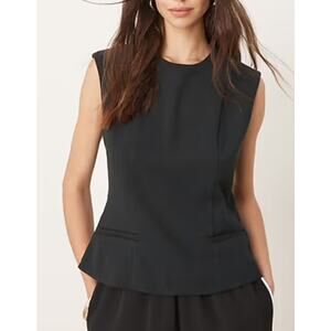 Abercrombie & Fitch Longline Tailored Sleeveless Top Medium Black Minimal Modern